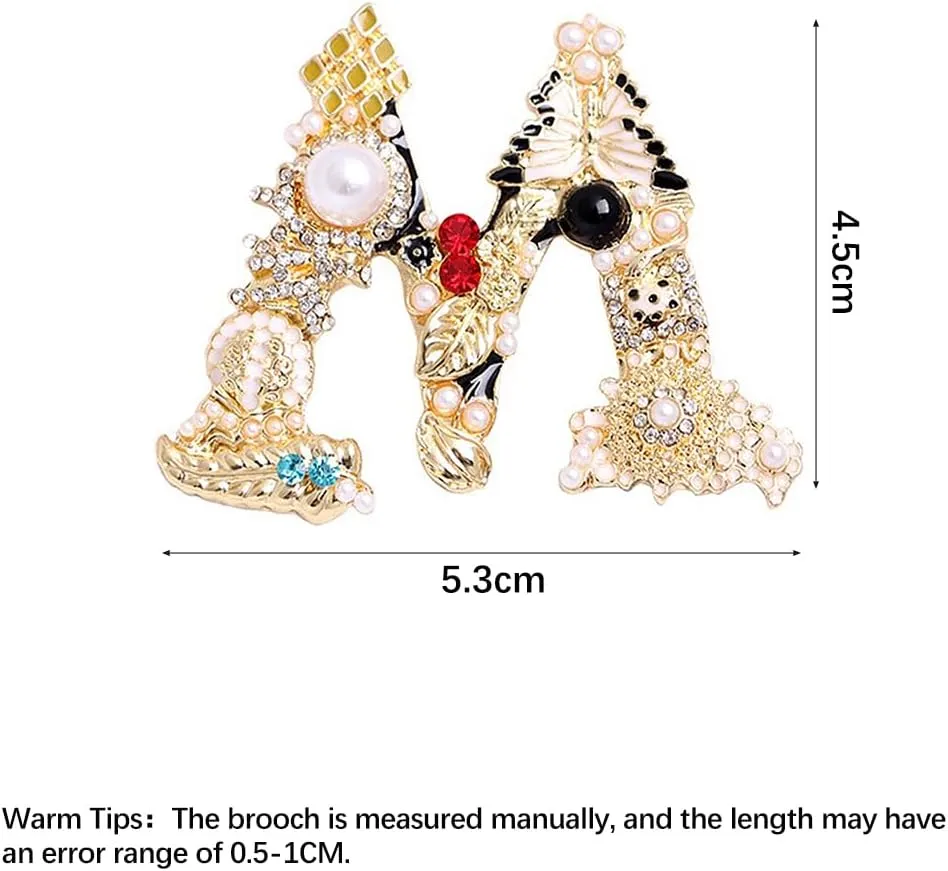 Versailles series Baroque Retro Brooch pins for Women Men Pearl Rhinestone Initial Letter Alphabet Facial Makeup Corsage delicate accessory