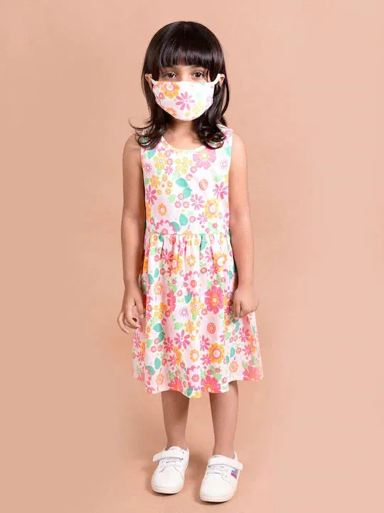 White Pink Floral Midi Dress