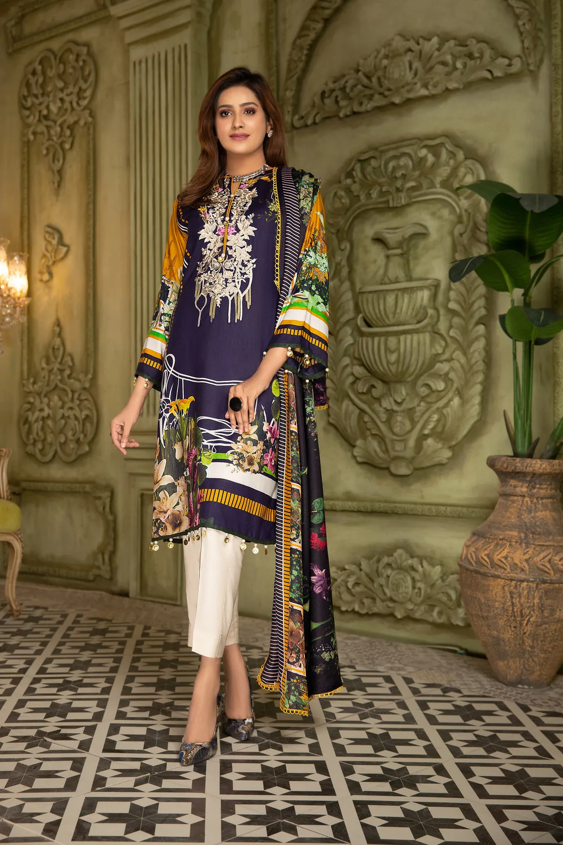 Winter Ready to Wear 3 Pcs Embroidered Dress by Aleezay 08
