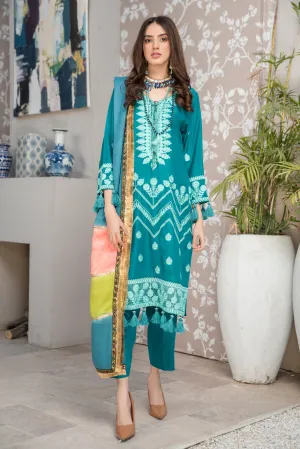 Winter Ready to Wear 3pc Embroidered Dress in Linen with wool shawl 02