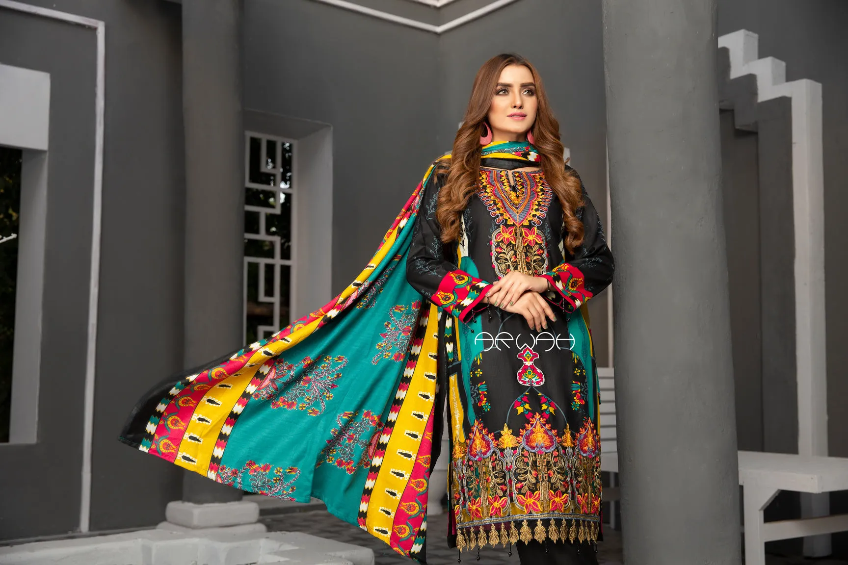 Winter Ready to Wear 3Pcs Embroidered Collection by Arwah 01