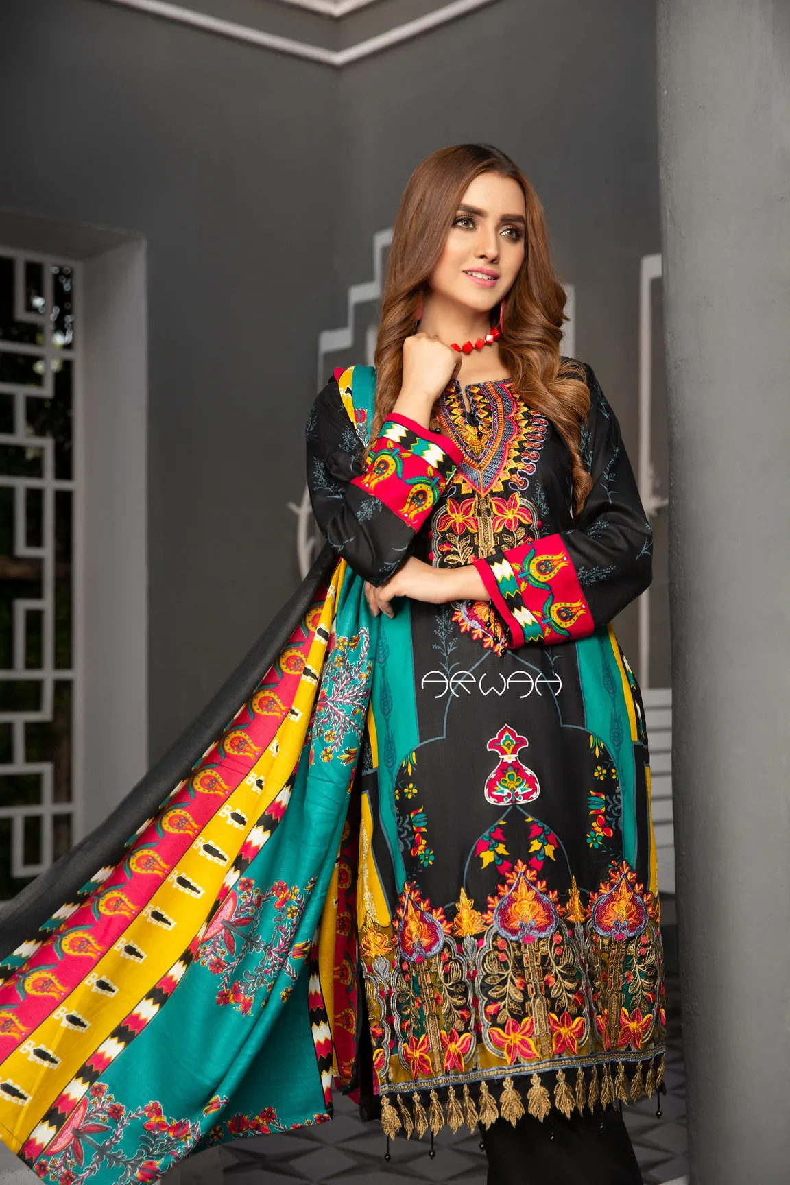 Winter Ready to Wear 3Pcs Embroidered Collection by Arwah 01