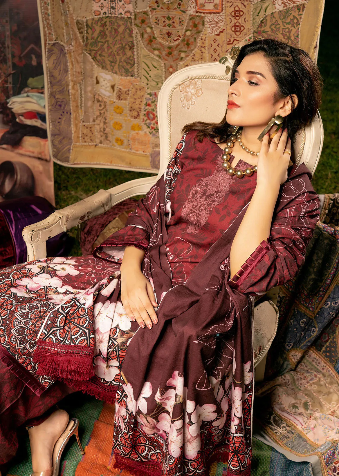 Winter Ready To Wear Digital Linen Dress By Noorma Kaamal 08