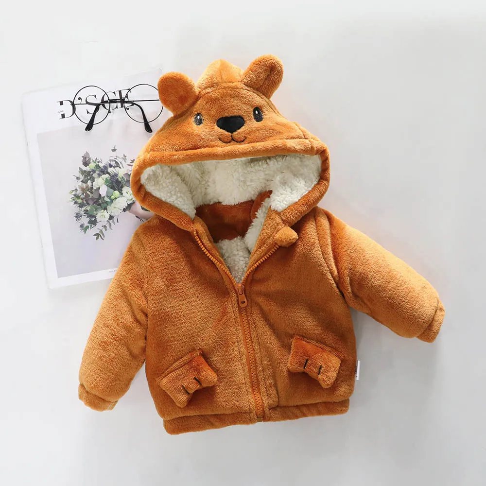 Winter Warm Hooded Coat Baby Rabbit Ears Cloak Cute Jacket Thick
