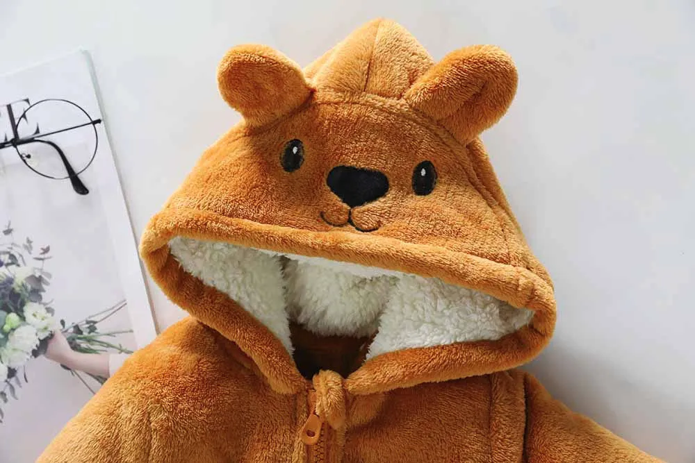 Winter Warm Hooded Coat Baby Rabbit Ears Cloak Cute Jacket Thick