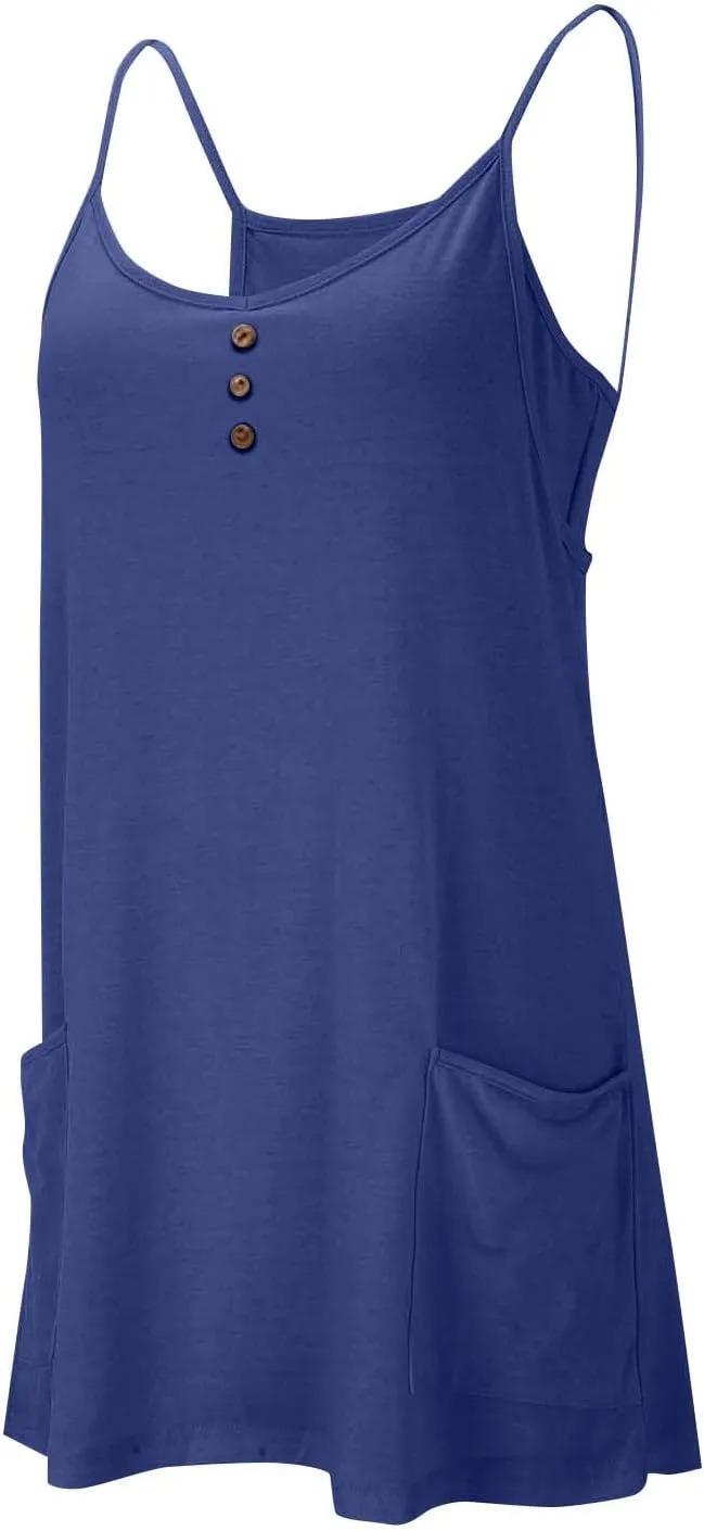 Women Summer Mini Dress Sleeveles Athletic Dress with Shorts Casual Sundress Comfy Loose Tennis Dress with Pockets