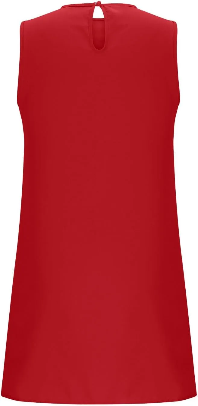 Womens Summer Dresses Casual Sleeveless Ruffle Hem Mini Dress Crewneck T Shirt Sundresses 2025 Loose Vacation Dress