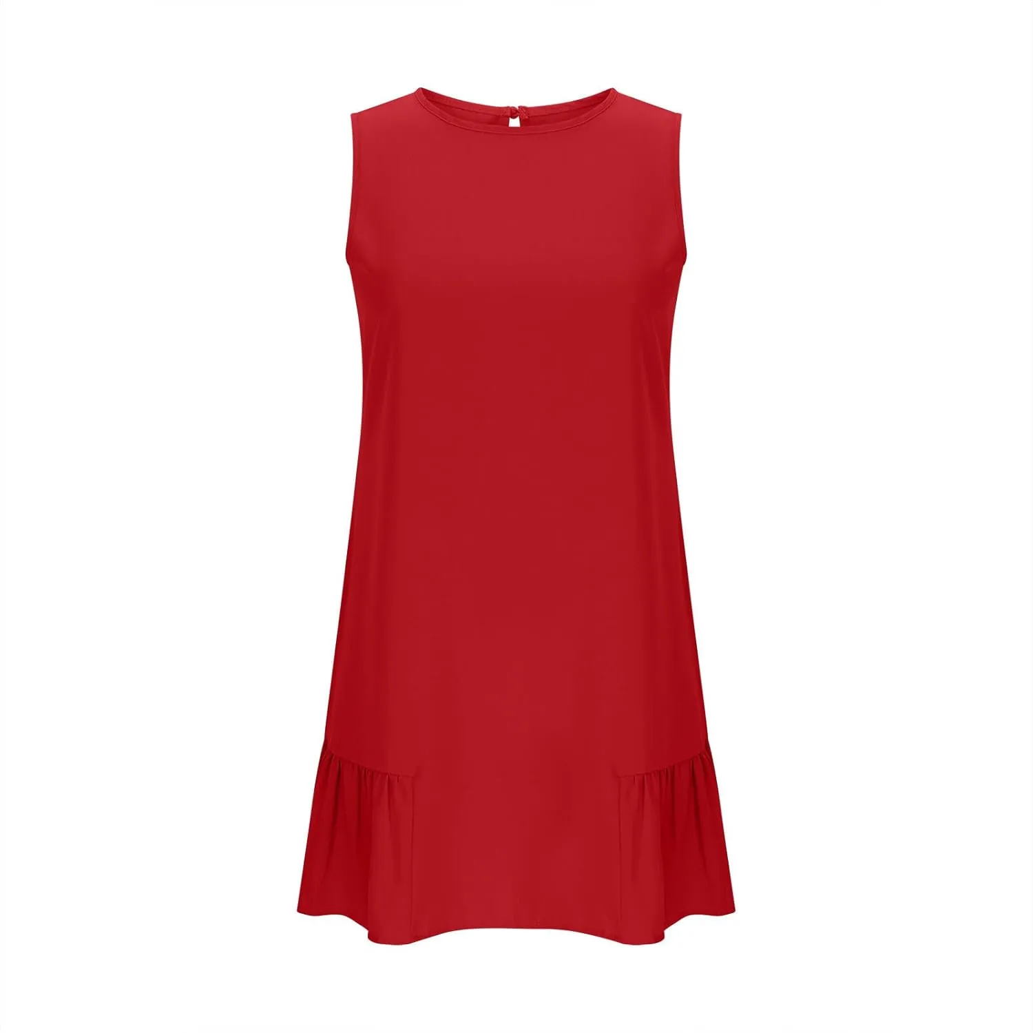 Womens Summer Dresses Casual Sleeveless Ruffle Hem Mini Dress Crewneck T Shirt Sundresses 2025 Loose Vacation Dress