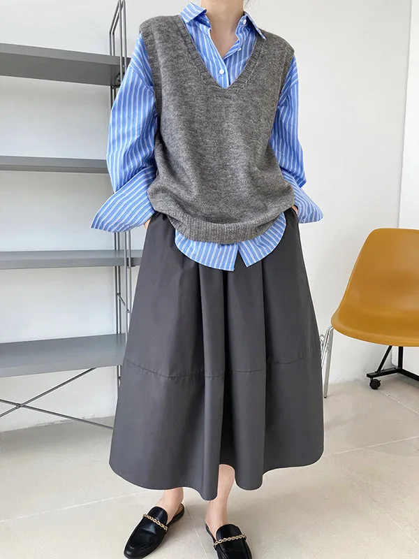 xakxx Stylish A-Line Elastics Solid Color Skirts
