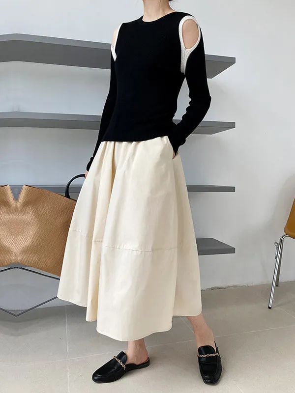 xakxx Stylish A-Line Elastics Solid Color Skirts