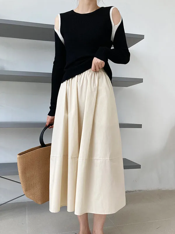 xakxx Stylish A-Line Elastics Solid Color Skirts