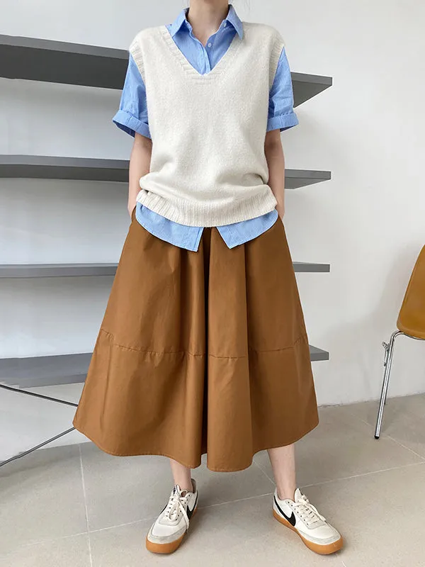 xakxx Stylish A-Line Elastics Solid Color Skirts