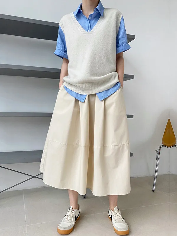 xakxx Stylish A-Line Elastics Solid Color Skirts