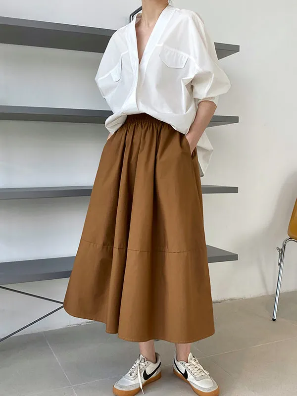 xakxx Stylish A-Line Elastics Solid Color Skirts